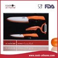 Colored handle 4" + 6" + peeler ceramic kitchen knife set with sheath