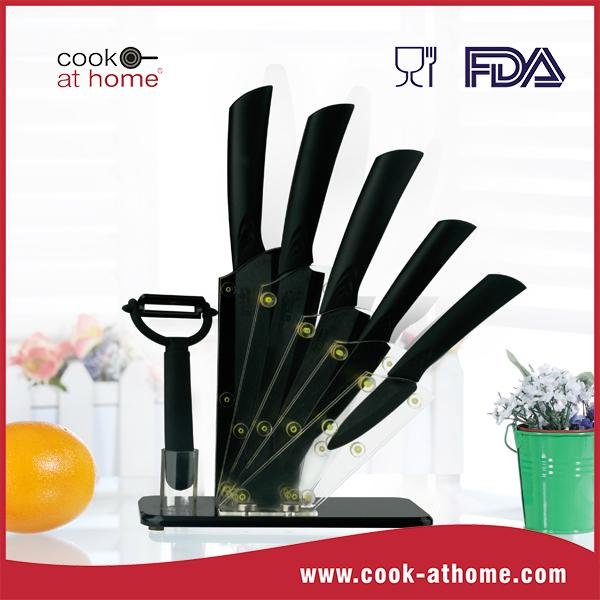 5 piece knife ceramic kitchen cooking knife set with peeler and holder