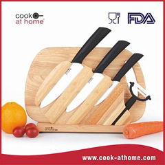 Wooden knife block wooden board with cooking knife set