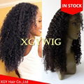 Stock 100% virgin unprocessed human hair kinky curly lace wigs for black women