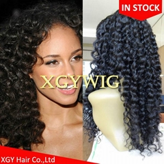 Stock 8"-24" cheap Indian Remy Human Hair Deep Curly glueless lace front wigs