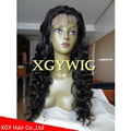 Stock 100% virgin unprocessed Peruvian Hair Natural Deep Body Wave Full Lace Wig 2