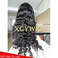 Stock 100% virgin unprocessed Peruvian Hair Natural Deep Body Wave Full Lace Wig 5