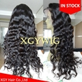 Stock 100% virgin unprocessed Peruvian Hair Natural Deep Body Wave Full Lace Wig 1