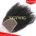 Stock 10"-20" 100% virgin unprocessed Brazilian Human Hair 4"x4" lace closures