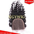 Stock 10"-20" 100% virgin unprocessed Brazilian Human Hair 4"x4" lace closures