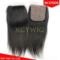 Stock 100% virgin unprocessed Human Hair 4"x4" silk base lace closures