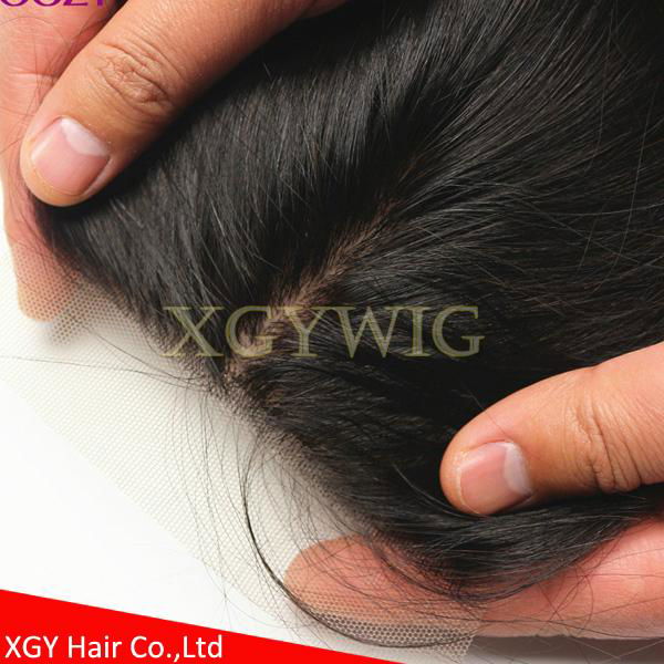 Stock 100% virgin unprocessed Human Hair 4"x4" silk base lace closures 5