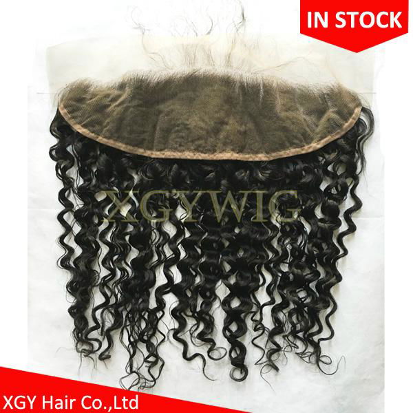 Stock 100% virgin unprocessed Human Hair 13"x4" free parting lace fontals