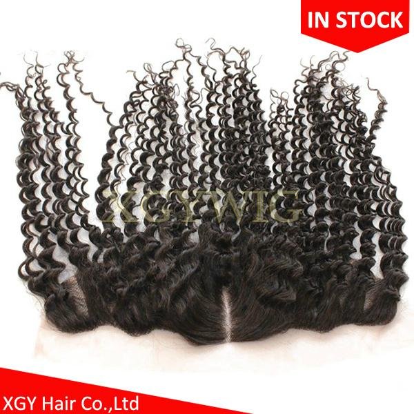 Stock 100% virgin unprocessed Human Hair 13"x4" free parting lace fontals 2