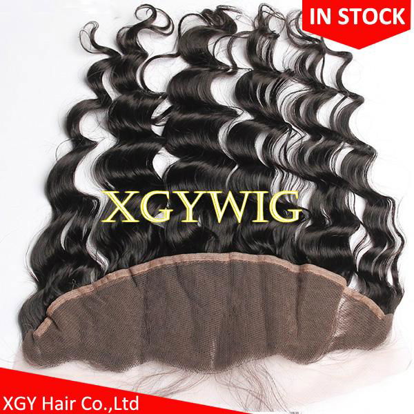 Stock 100% virgin unprocessed Human Hair 13"x4" free parting lace fontals 3