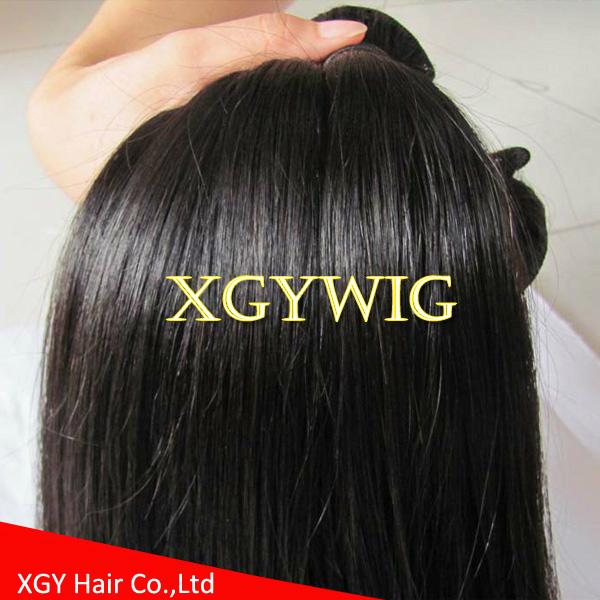 Stock cheap factory price 10"-30" 100% virgin remy human hair straight extension 3