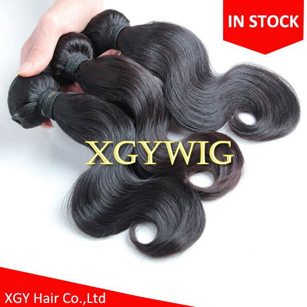 Stock cheap wholesale 100% virgin Remy human hair body wave extension weaving 3