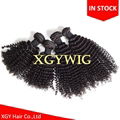 Stock cheap short kinky curly virgin remy human hair wefts for black women