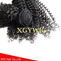 Stock cheap short kinky curly virgin remy human hair wefts for black women