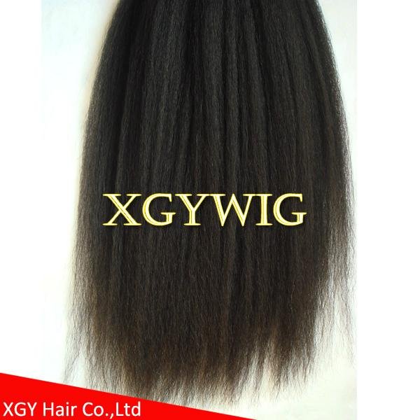 Cheap factory wholesale 100% virgin Human Hair Kinky Straight extensions  2
