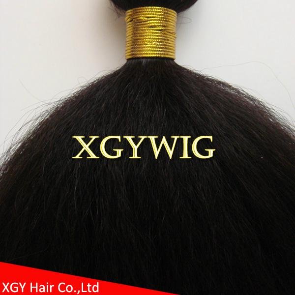 Cheap factory wholesale 100% virgin Human Hair Kinky Straight extensions  5