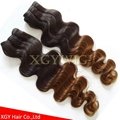 Wholesale 100% virgin Remy Human Hair Ombre Two tone color weaving extensions  3