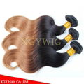 Wholesale 100% virgin Remy Human Hair Ombre Two tone color weaving extensions 