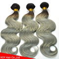 Wholesale 100% virgin Remy Human Hair Ombre Two tone color weaving extensions 