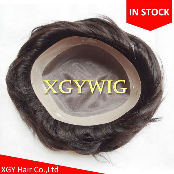 Cheap Stock 8"x10"/7"x9"/6"x8" 100% Indian Remy Human Hair Mono toupees for men