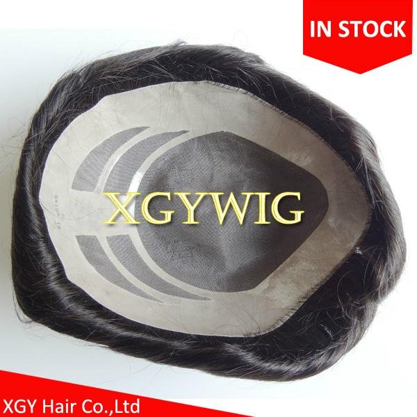 Cheap Stock 8"x10"/7"x9"/6"x8" 100% Indian Remy Human Hair Mono toupees for men 4