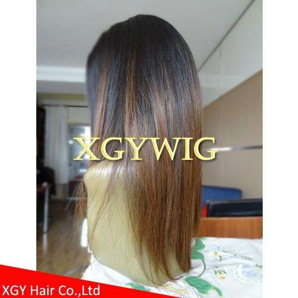 Wholesale virgin Remy Human Hair Ombre Two tone color silk top full lace wigs 4
