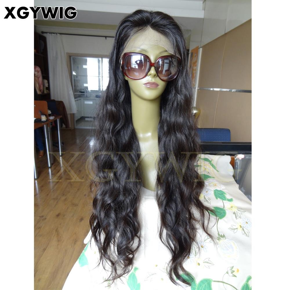 Stock 8"-30" 100% virgin unprocessed Brazilian Hair Natural Wave Full Lace Wigs 2