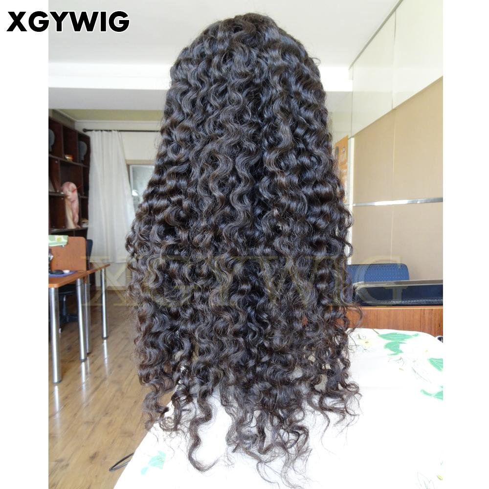 Stock 100% Virgin unprocessed Brazilian hair deep wave glueless lace front wigs 5