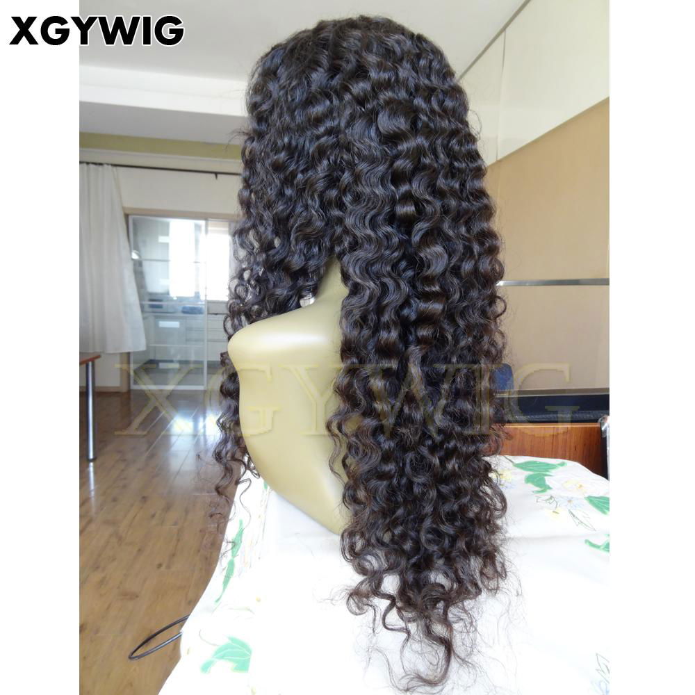 Stock 100% Virgin unprocessed Brazilian hair deep wave glueless lace front wigs 3