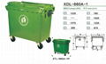 660L industrial dustbin plastic container trash can bin with lid and wheel  5