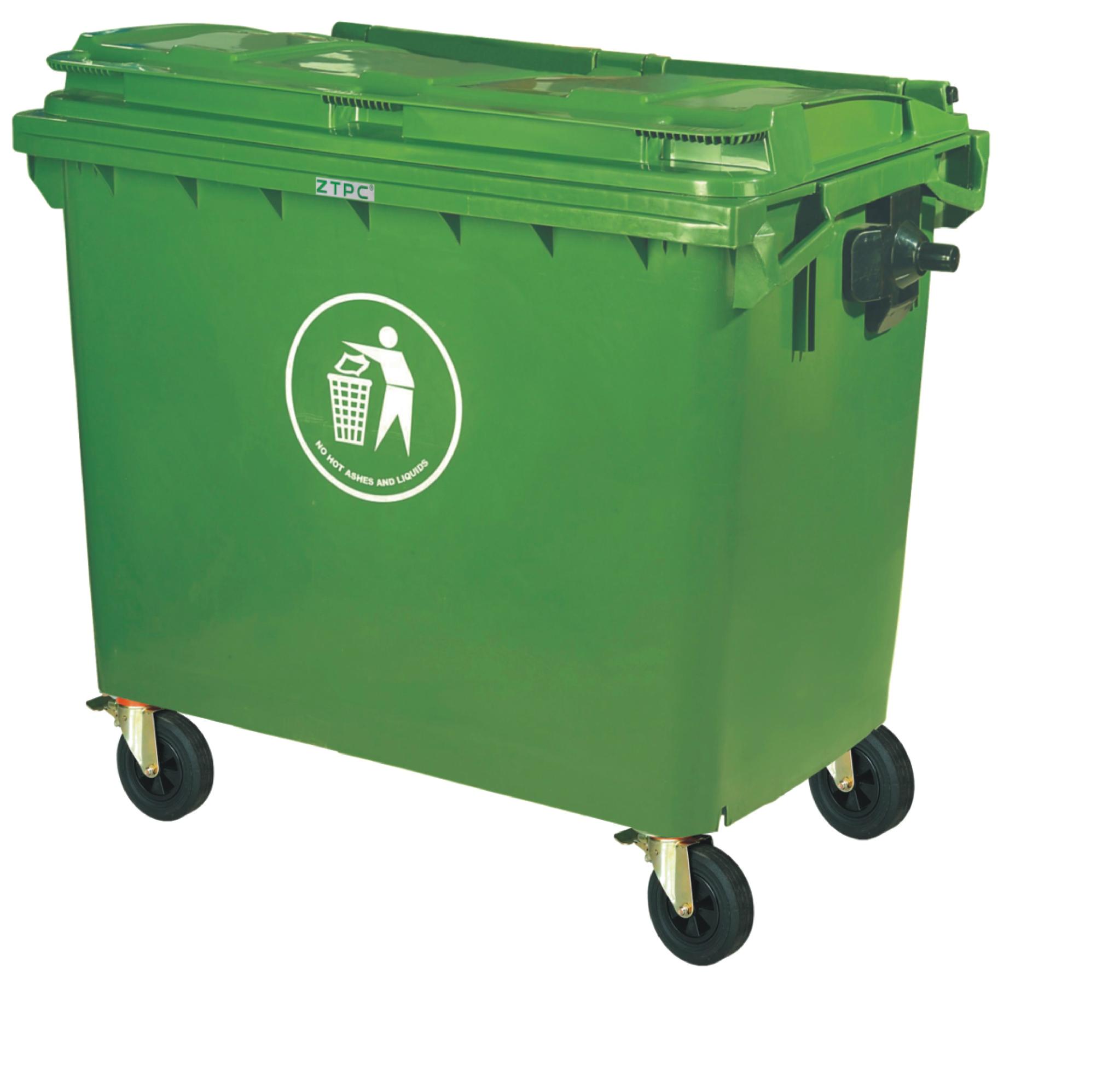 660l industrial dustbin plastic container trash can bin with lid