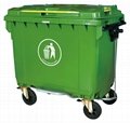 660L industrial dustbin plastic container trash can bin with lid and wheel  2