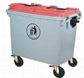 660L industrial dustbin plastic container trash can bin with lid and wheel  1