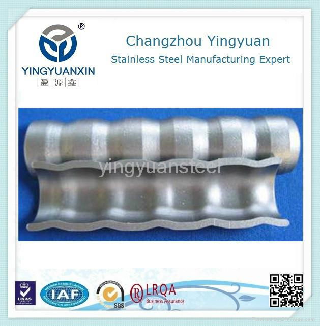 Horizontal stripes corrugated tube for heat transfer