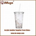 16 OZ Acrylic tumbler with straws