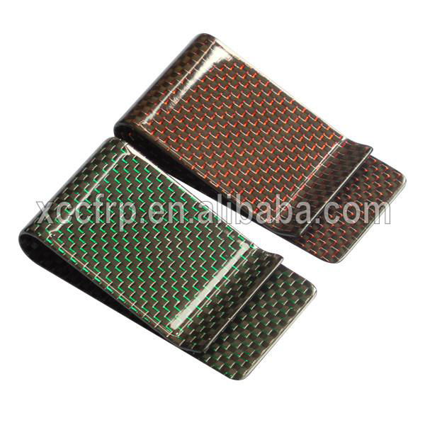 High Polish Glossy Surface Colorful Carbon Fiber Money Clip 4