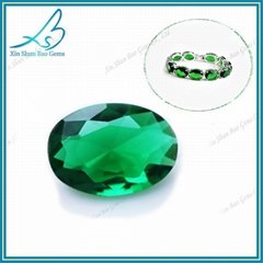 China manufacturer sale oval cut green glass gems for jewelry making