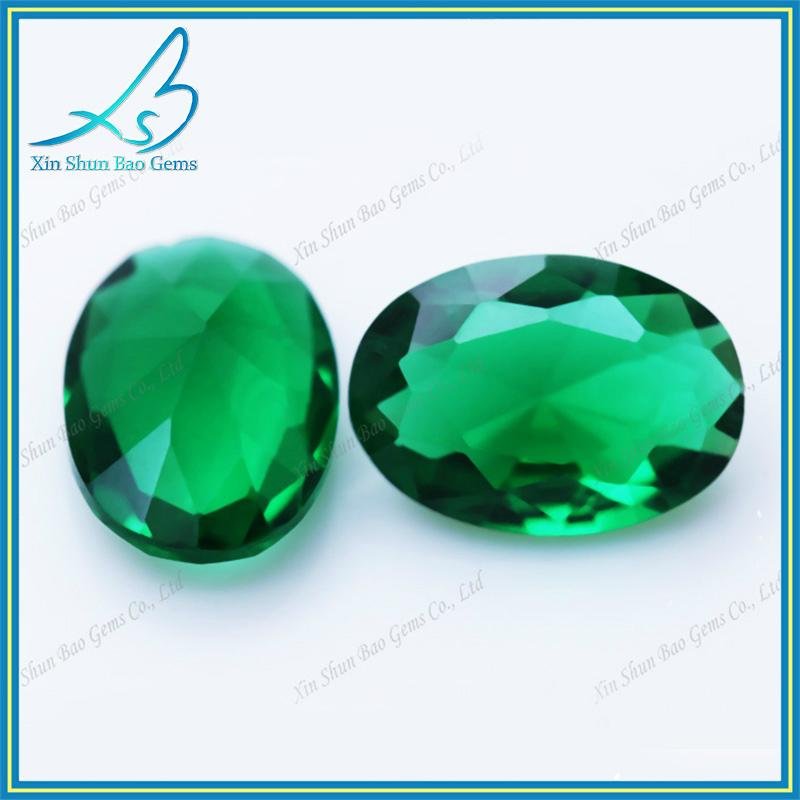 China manufacturer sale oval cut green glass gems for jewelry making 4