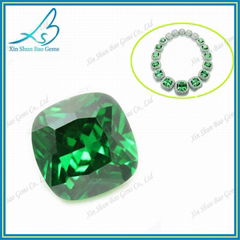 Wholesale cushion shape green cubic zirconia loose stones