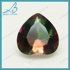 Alibaba China hot-sale glass gems stone multicolor polished glass stone heart