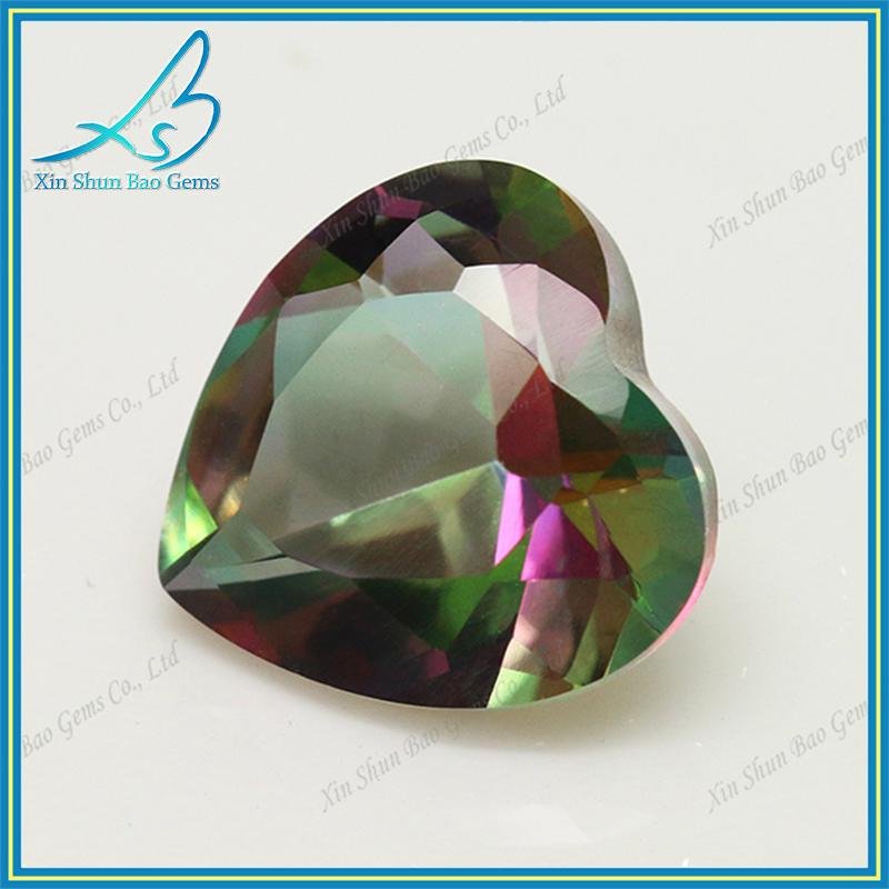 Alibaba China hot-sale glass gems stone multicolor polished glass stone heart 2