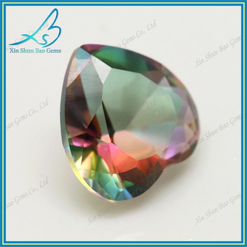 Alibaba China hot-sale glass gems stone multicolor polished glass stone heart 3