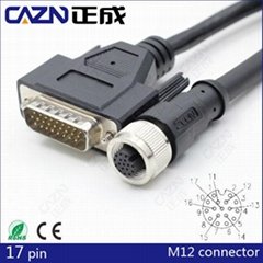 M12插頭17芯M12連接器17pin-正成電氣