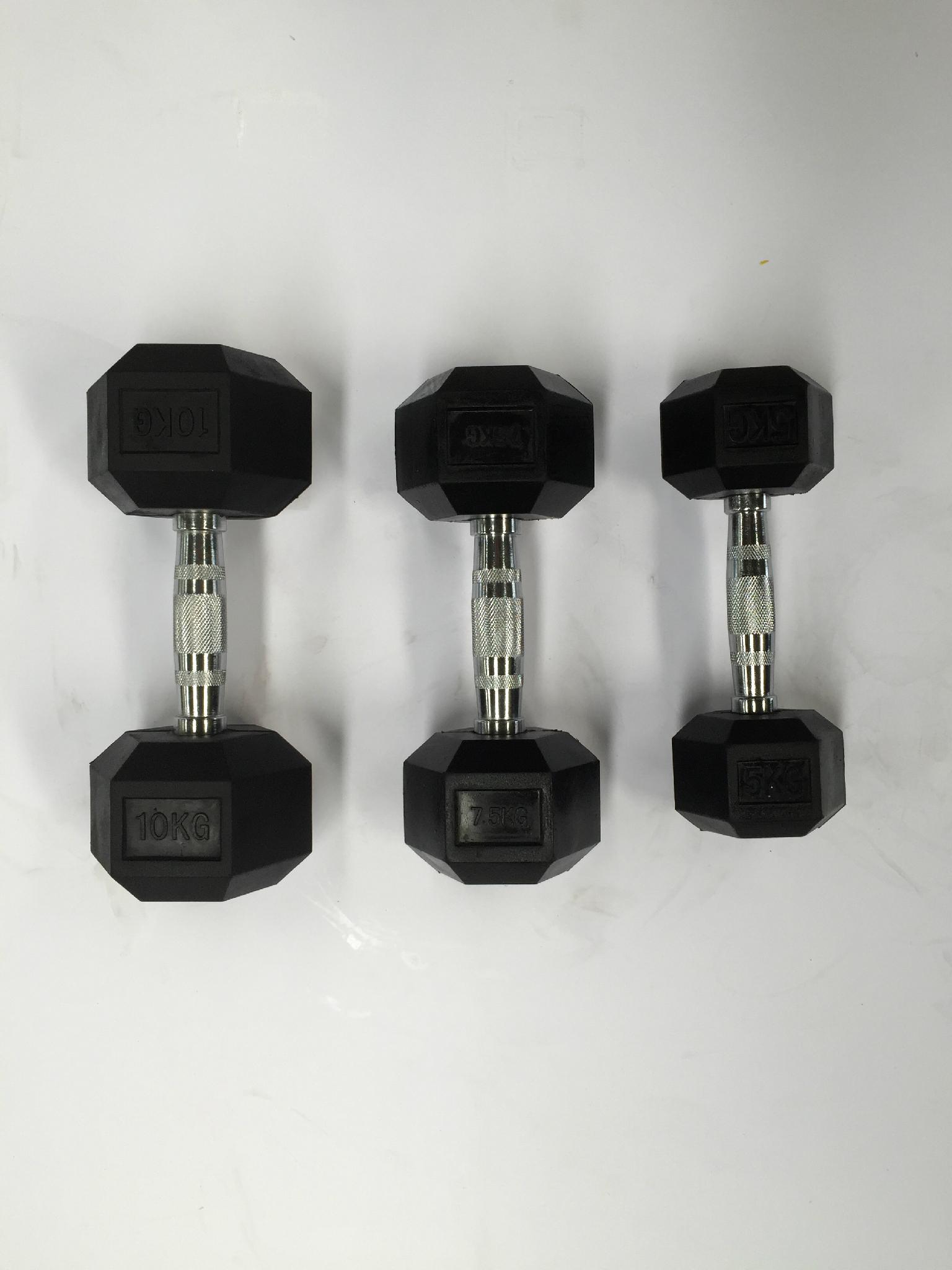 Rubber coated hex dumbbell with high quality 2