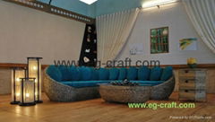 Evergreen indoor wicker sofa set for living room