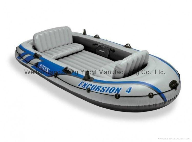 Sport Boat Inflatable Raft Set 4 Person Aluminum Oars Air Pump Fishing River 
