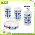 Hot Sale Fashion 4 Pieces Rhombus Pattern Bathroom Products Accessories Sets