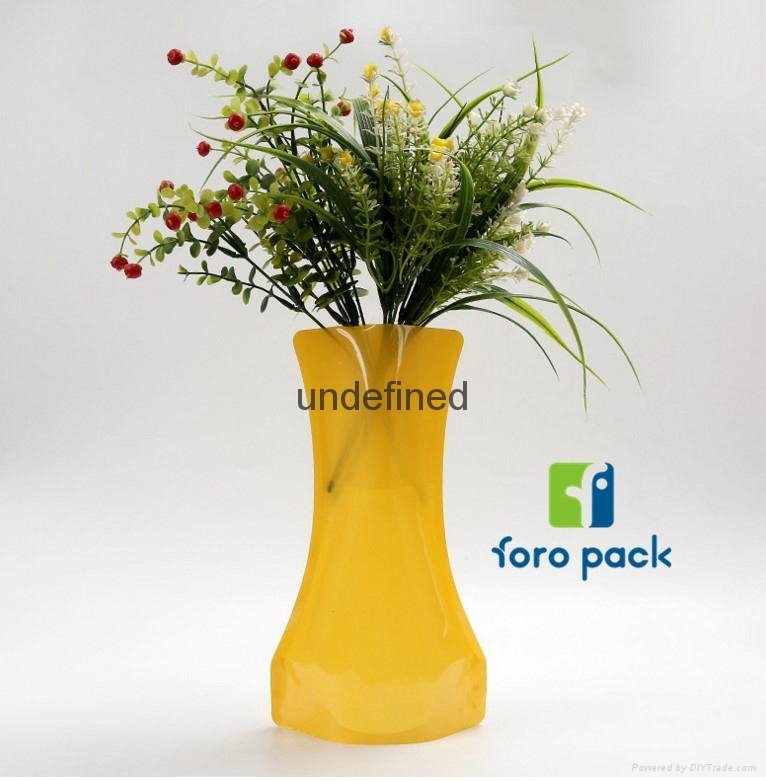 Wholesale custom unbreakable cheap PVC foldable plastic flower vase 2