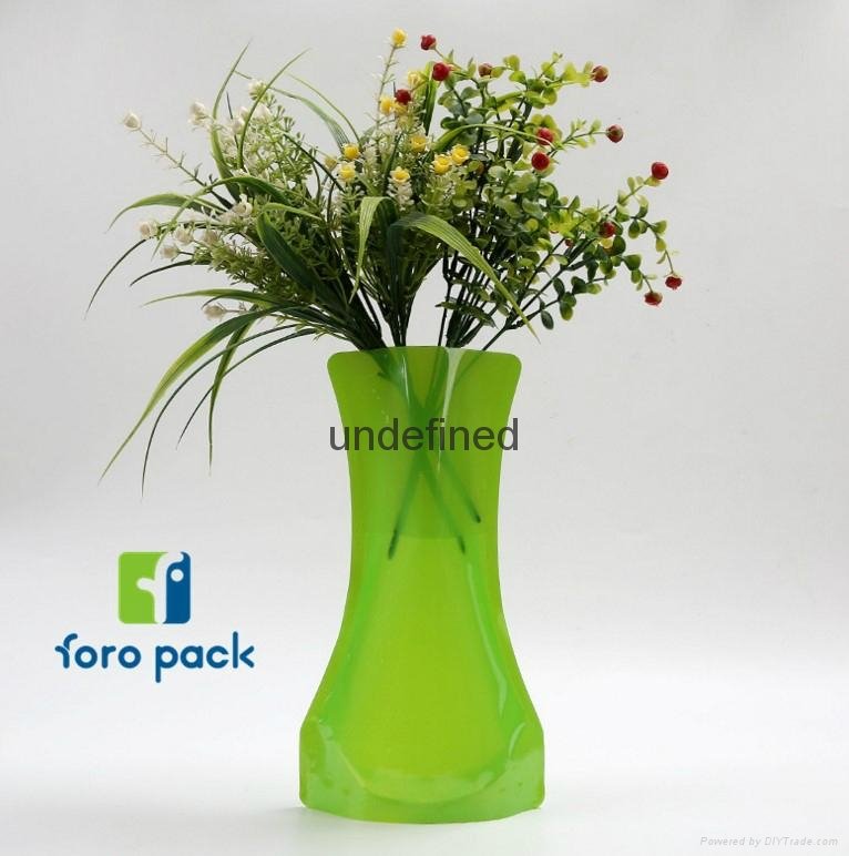 Wholesale custom unbreakable cheap PVC foldable plastic flower vase 3